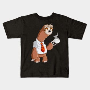 Smiling Sloth With Coffee Kids T-Shirt